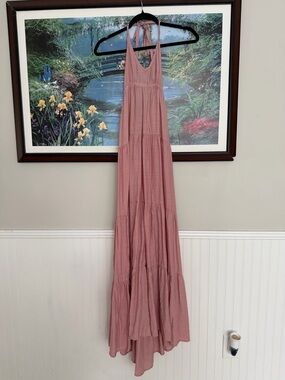Halter Tiered Maxi Dress in Dusty Rose